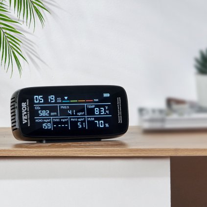 Monitor kvality vzduchu 9-IN-1 Detektor CO2 PM1.0/2.5/10 HCHO TVOC Tester