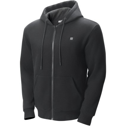 Vyhřívaná mikina s kapucí na zip unisex s baterií pro muže a ženy, velikost XL, černá