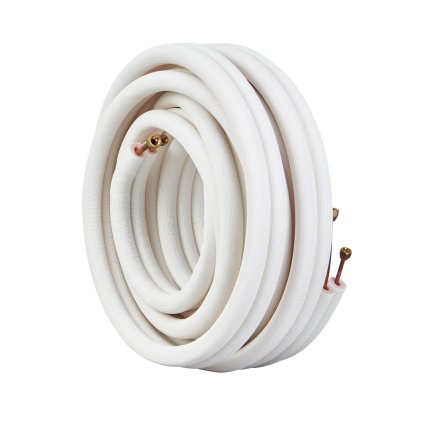 Sada mini splitového potrubí 15 240 mm, měděné trubky o vnějším průměru 6,4 a 9,5 mm a třívrstvá izolace, pro mini split klimatizační zařízení, chladicí nebo topná čerpadla a HVAC s balicími páskami.
