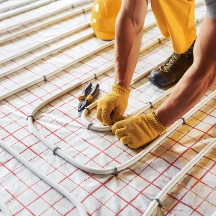 Trubka PEX-AL-PEX, 82 stop, průměr 5/8'', hliníkovo-plastová kompozitní trubka, kyslíkově bariérová podlahová trubka PEX, tloušťka 0,08'', podlahové sálavé topení, instalatérské práce, 25m vnitřní hliníková vrstva, trubka PEX