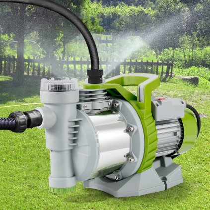 Mělké studniční čerpadlo, 1100 W 230 V, 4560 l/h, dopravní výška 45 m, max. 4,5 baru, přenosné nerezové zavlažovací čerpadlo s předfiltrem pro zahradní zavlažovací systém, jezerní fontána, přečerpávání vody