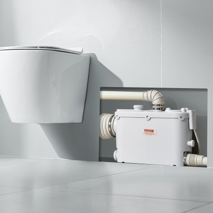 Macerátorové čerpadlo, 500 W, průtok 6600 l/h, dopravní výška 8 m, macerátorové kanalizační čerpadlo se 3 přívody vody pro toaletu, sklep, kuchyň, dřez, sprchu, vanu, likvidaci odpadních vod, splachovací zařízení