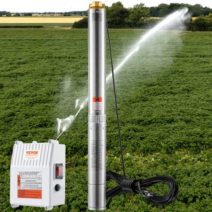 Ponorné čerpadlo do hlubinných vrtů, výkon 1500 W, maximální průtok 9,8 m³/h, maximální dopravní výška 108 m, vodní čerpadlo z nerezové oceli, vodotěsné, IP68, s externí ovládací jednotkou, pro průmysl, zemědělství nebo domácí použití