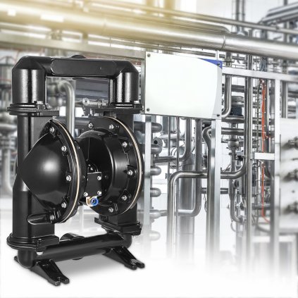 Pneumatické dvojité membránové čerpadlo, vstup a výstup 2 palce, tělo z hliníkové slitiny, 75 GPM a max. 120 PSI, nitrilové membránové čerpadlo pro přečerpávání ropy, nafty, oleje a kapalin s nízkou viskozitou