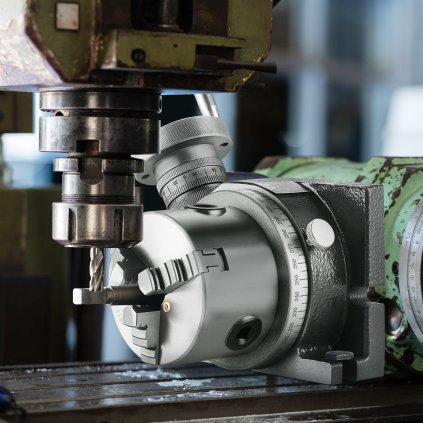 Otočný stůl pro frézky, 100 mm, horizontální vertikální model, přesný frézovací otočný stůl, s 80 mm 3čelisťovým sklíčidlem, šrouby M10 s T-maticemi, pro frézovací nástroje a indexovací nástroje