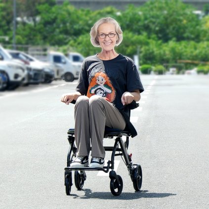 Skládací přepravní židle z hliníkové slitiny pro invalidní vozíky, šířka sedadla 15,75 palce, nosnost 220 liber