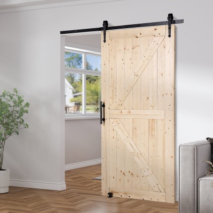 Sada dvířek a kování pro stodolu 30" x 42" Sada dřevěných posuvných dvířek do stodoly Smoothly