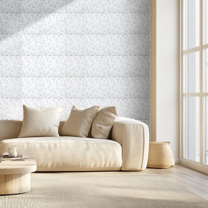 3D nástěnné panely, balení 33 kusů, 11,81x11,81'', PVC, krytí 32 čtverečních stop, diamantově bílá