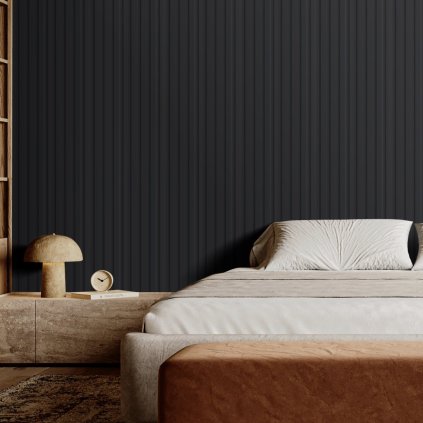 Akustické panely z dřevěných lamel, 8 ks, 96 x 6 palců, pro moderní stěny, matně černé