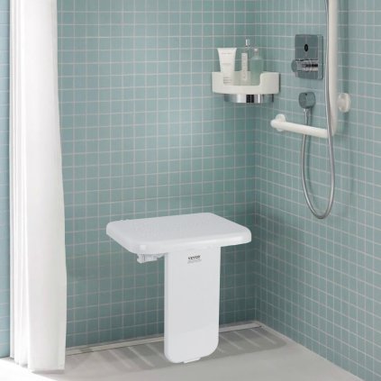 Skládací sprchové sedátko z ABS plastu 15,7'' x 16,7'', nástěnná sprchová lavice, 200 kg