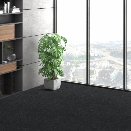 Kobercové dlaždice, samolepicí, čtverečky 24” x 24”, měkké polstrované kobercové dlaždice, snadná instalace, DIY, do ložnice, obývacího pokoje, interiéru, exteriéru (15 dlaždic, karbonová černá)