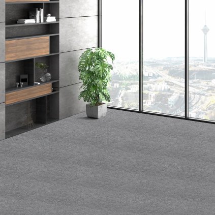 Kobercové dlaždice, samolepicí, čtverečky 24” x 24”, měkké polstrované kobercové dlaždice, snadná instalace DIY do ložnice, obývacího pokoje, interiéru a exteriéru (9 dlaždic, světle šedá)