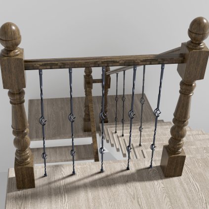 Kovové schodišťové zábradlí, ozdobné pozinkované ocelové zábradlí 44'' x 1/2", balení 10 kusů s dutými dvojitými koši, točité schodišťové zábradlí s patkami a šrouby