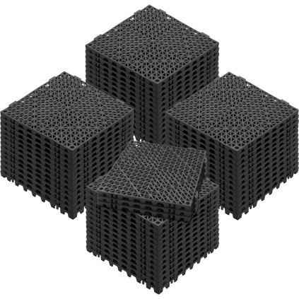 Modulární propletené podložky, balení 55 kusů, drenážní rohože 30 x 30 cm, měkké PVC propletené drenážní dlaždice, protiskluzové drenážní otvory pro toaletu, koupelnu, kuchyň, bazén, mokré, černé