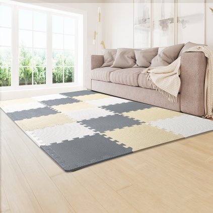 Dětská pěnová podložka na hraní s puzzle 0,4 palce, 16 dílků propojených měkkých dlaždic EVA