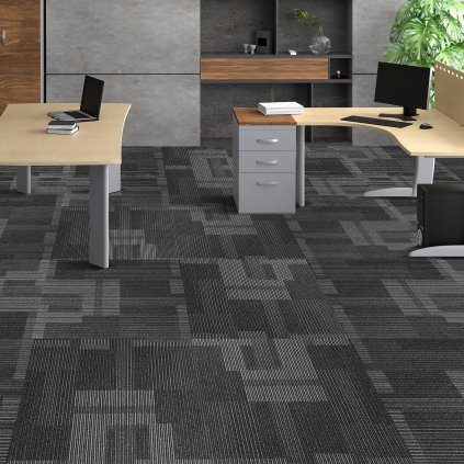 Kobercové dlaždice opakovaně použitelné, kobercové čtverce 24"x 24" s připevněnou výplní, měkké polstrované kobercové dlaždice, snadná instalace DIY do ložnice a obývacího pokoje (24 dlaždic, směs šedé)