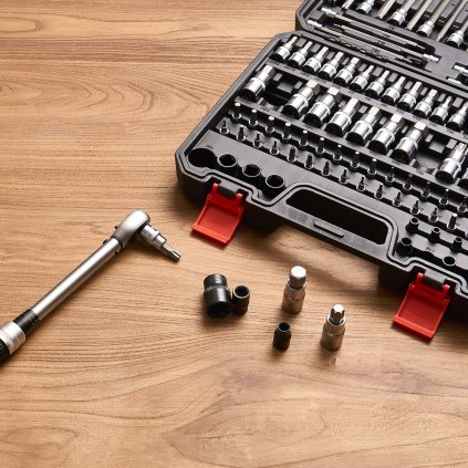 Sada bitů, 107 kusů, SAE a metrické šestihranné/Torx/E-Torx/ochranné proti neoprávněné manipulaci/extra dlouhé