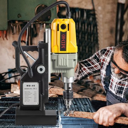 Magnetická vrtačka, 1100 W, průměr vrtání 1,57", přenosná elektrická magnetická vrtačka s 12 bity, maximální rychlost 580 ot./min., pro jakýkoli povrch a domácí vylepšení