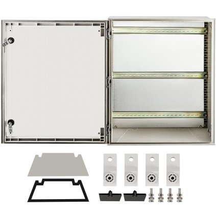 Ocelová skříň NEMA, 24 x 20 x 9" elektrická krabice ze skelných vláken NEMA 4X, IP66 vodotěsná a prachotěsná, venkovní/vnitřní elektrická rozvodná krabice, s montážní deskou (60 x 50 x 23 cm)