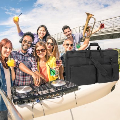Polstrované pouzdro na DJ mixážní pult, oxfordská tkanina 1200D, přepravní brašna na DJ vybavení s úložnou kapsou, odnímatelný ramenní popruh 1,47 m, polstrování 1,9 cm, úložné pouzdro 81 x 21,6 x 51,6 cm, vhodné pro DJ kontrolér