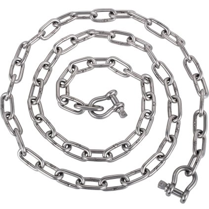 Kotevní řetěz, řetěz z nerezové oceli 316 20' x 5/16", třmen kotevního řetězu 3/8", nosnost olova kotvy 7120 liber, nosnost třmenu kotvy 9460 liber, kotevní řetěz pro malé lodě
