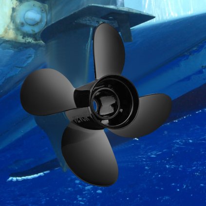Vrtule pro přívěsný motor, náhrada za OEM 48-8M0084495, 4listá hliníková lodní vrtule 14" x 19", kompatibilní s 2taktními a 4taktními přívěsnými motory o výkonu 135-300 HP, záďový pohon Alpha&Bravo I, pravá