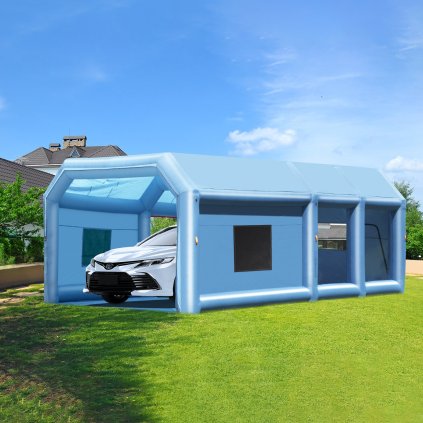 Nafukovací lakovací kabina, 27,9 x 15,7 x 10,8 stop, s výkonnými ventilátory 950 W + 750 W a systémem vzduchového filtru, přenosná lakovací kabina pro malé nákladní vozy, velké motocykly, střední velikosti S