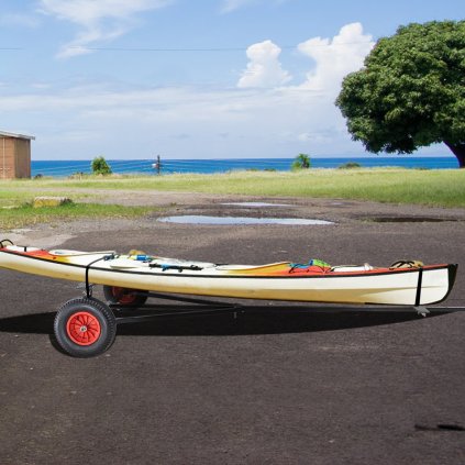 Vozík na přívěs pro loď, nosnost 180 kg, tažený přívěs z uhlíkové oceli s nastavitelnou délkou 240-300 cm, pneumatiky 40 cm a protiskluzový podpěrný držák, pro přesun kajaku, motorového člunu, rybářského člunu