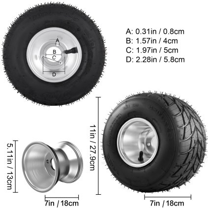 Kola pro motokáry, pneumatiky do deště, pneumatiky pro Radio Flyer Wagon, přední pneumatiky 11x7.1-5