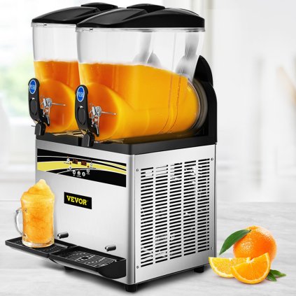 Výrobník mražených nápojů Slush, 2x15l nádrž, komerční výrobník margarity, 890W nerezová ocel, výrobník margarity Slush, teplota -25°F až -30°F, ideální pro restaurace, kavárny, bary