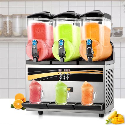 Komerční výrobník ledové břečky, 3 x 15 l výrobník ledové břečky, výrobník ledové břečky 800 W, zařízení na ledovou břečku 63 x 45 x 80 cm výrobník ledové břečky, 2 režimy inteligentní LED ovládací panel výrobník ledové břečky