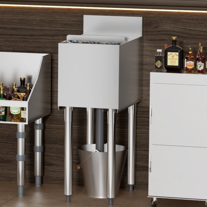 Komerční nádoba na led 28 l, nádoba na led pod lištou s posuvným víkem, držáky na lahve