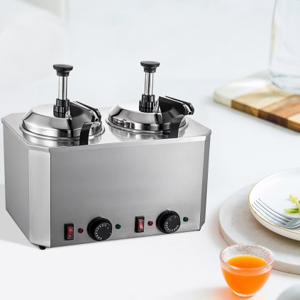 Ohřívač sýrové fondány s pumpičkou 2 pumpičky, nerezová ocelová pumpička na sýr 30-110℃, ohřívač sýrů na nacho s topnými bloky, dávkovač sýrů na nacho s pumpičkou 10-30 ml za čas pro horkou fondánovou sýrovou karamelovou směs