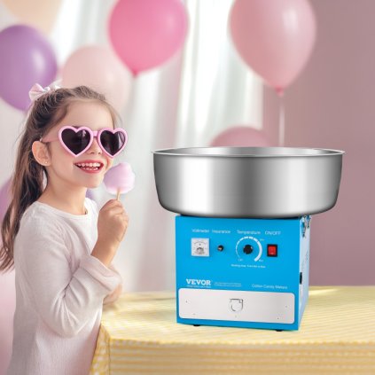 Komerční stroj na cukrovou vatu, výrobník cukrové vaty 1000 W pro párty, modrý