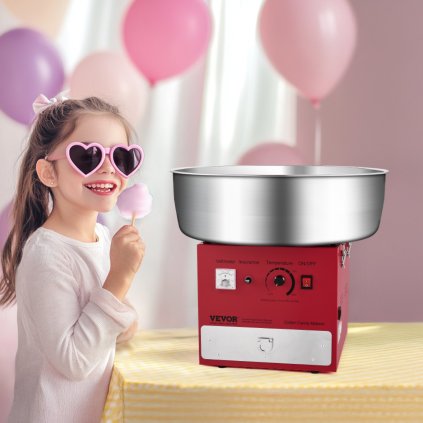 Komerční stroj na cukrovou vatu, výrobník cukrové vaty 1000 W pro párty, červený