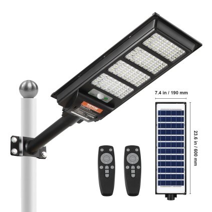 400W solární pouliční osvětlení, 800LM, LED solární pouliční osvětlení s infračerveným dálkovým ovládáním, vodotěsné IP66 bezpečnostní solární světlo s pohybovým senzorem pro zahradu, dvůr, domácí cestu, garáž, parkoviště