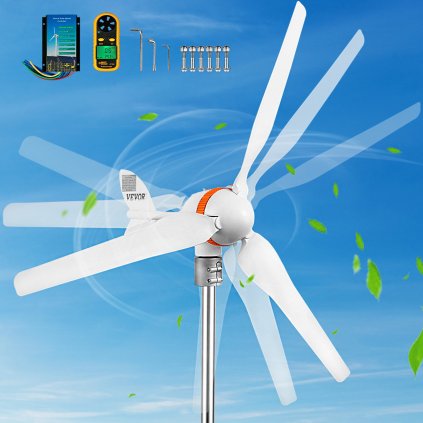 Větrná turbína, sada 12V/AC, větrný generátor 400W s regulátorem větrné a solární energie, 3 listy, automatické nastavení směru větru, vhodné pro terasu, lodě, obytné vozy, chaty a lodě