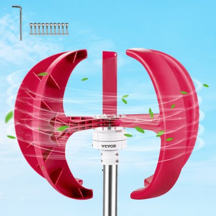 Větrná turbína s lucernou, vertikální turbínový generátor 12V/100W, průměr větrného kola 35" s vertikální osou, monitorovacím světlem/vestavěným ovladačem pro terasu/chalupu/rybářský člun/obytný vůz
