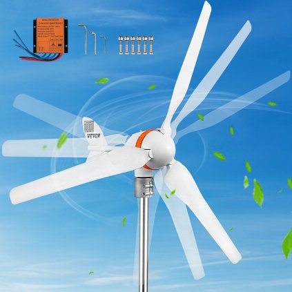 Generátor větrné turbíny, sada větrné turbíny 12V/AC, generátor větrné energie 400W s MPPT regulátorem, 3 listy, automatické nastavení směru větru, vhodné pro terasu, lodě, obytné vozy, chaty, lodě