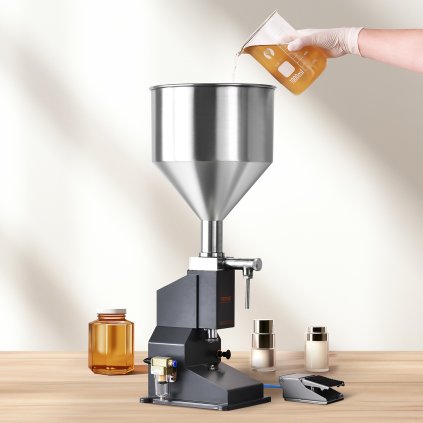 Pneumatický stroj na plnění pastových kapalin, plnicí stroj na lahve 5-50 ml, plnicí stroj na lahve, nerezová plnicí kapalina s pedálem pro mléko, vodu, šťávu, esenciální olej, šampon, kosmetické medové mléko