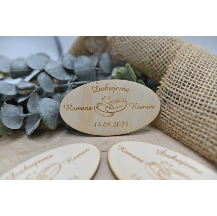 Drevená svadobná magnetka 63