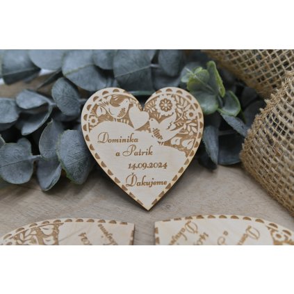 Drevená svadobná magnetka 64