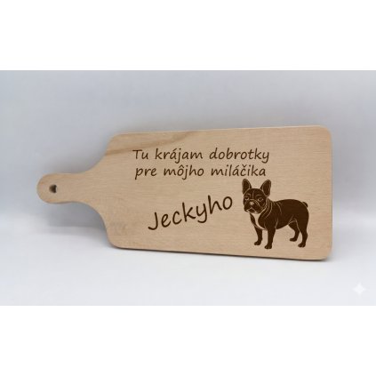 Drevený lopárik na krájanie "s motívom psa"