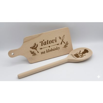 Pánska gurmánska sada - drevený tanierik na krájanie a personalizovaná vareška