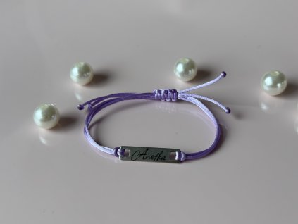 Saténový náramek s gravírováním- přívěsek 26 mm