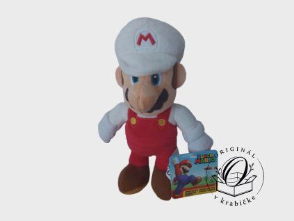 Super Mario plysak Mario biely1