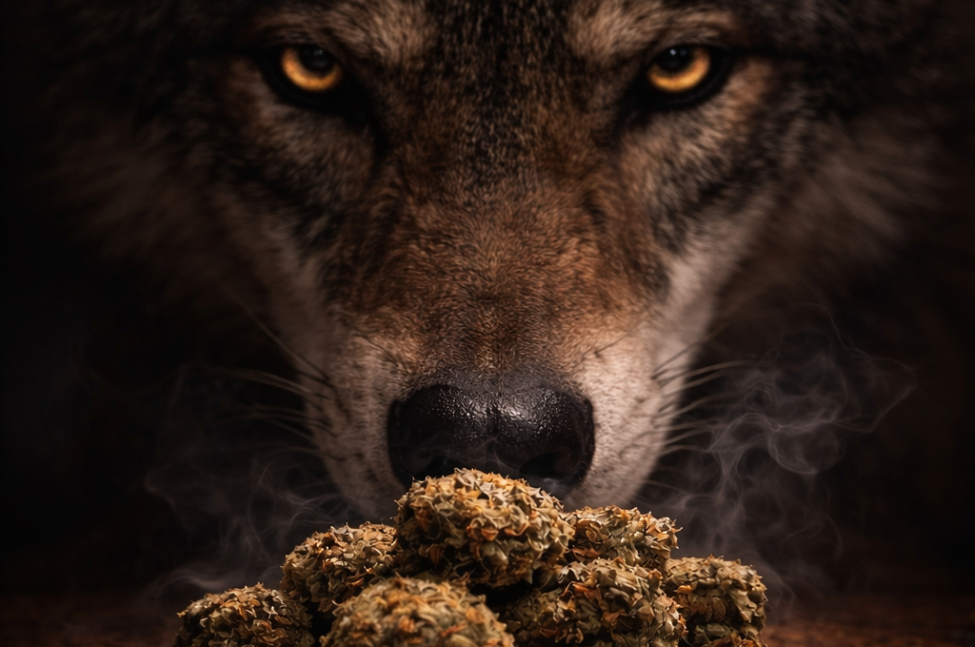 Detail CBD oleje ORIGIN CBD s konopnou šiškou a jemným kouřem