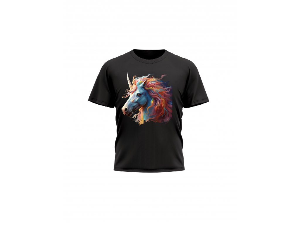 Detske-divci-tricko-s-kratkym-rukavem-triko-s-potiskem-malfini-adler-Jednorozec-Unicorn-Baby-Unicorn-cerne-100%-bavlna