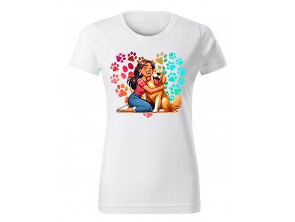 damske-tricko-s-potiskem-damske-tricku-miluju-sveho-psa-love-dog-darek-pro-zenu-verny-pritel-cloveka-malfini-adler-100%-bavlna-bile