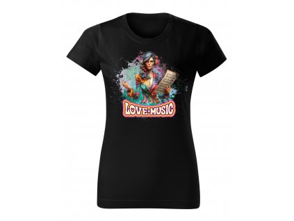 damske-tricko-s-potiskem-darek-pro-manzelku-bavlnene-tricko-s-potiskem-miluju-hudbu-love-music-bez-hudby-neziju-malfini-adler-100%-bavlna-cerna